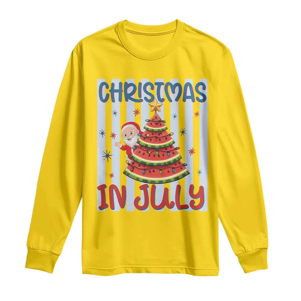 Funny Santa Christmas in July Long Sleeve Shirt Melon Christmas Tree Summer