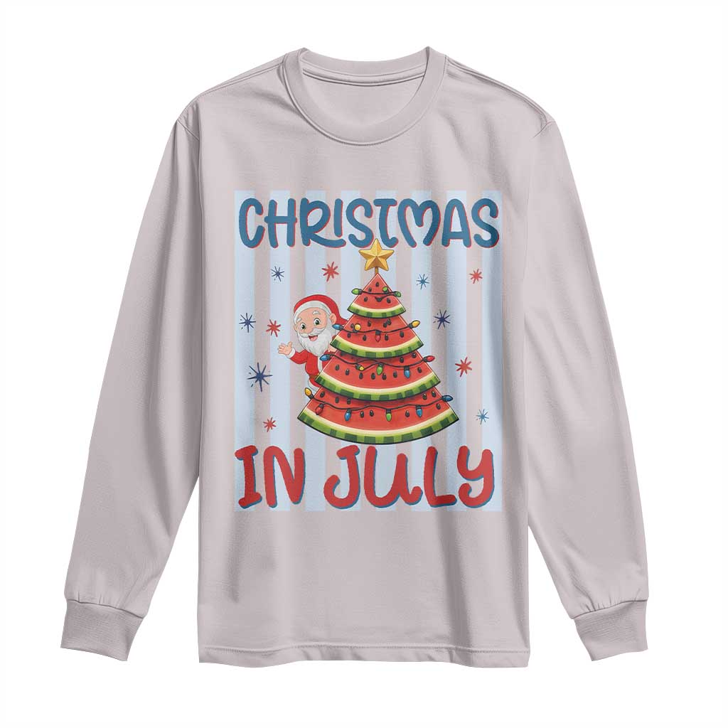 Funny Santa Christmas in July Long Sleeve Shirt Melon Christmas Tree Summer