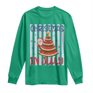 Funny Santa Christmas in July Long Sleeve Shirt Melon Christmas Tree Summer