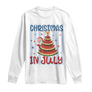 Funny Santa Christmas in July Long Sleeve Shirt Melon Christmas Tree Summer