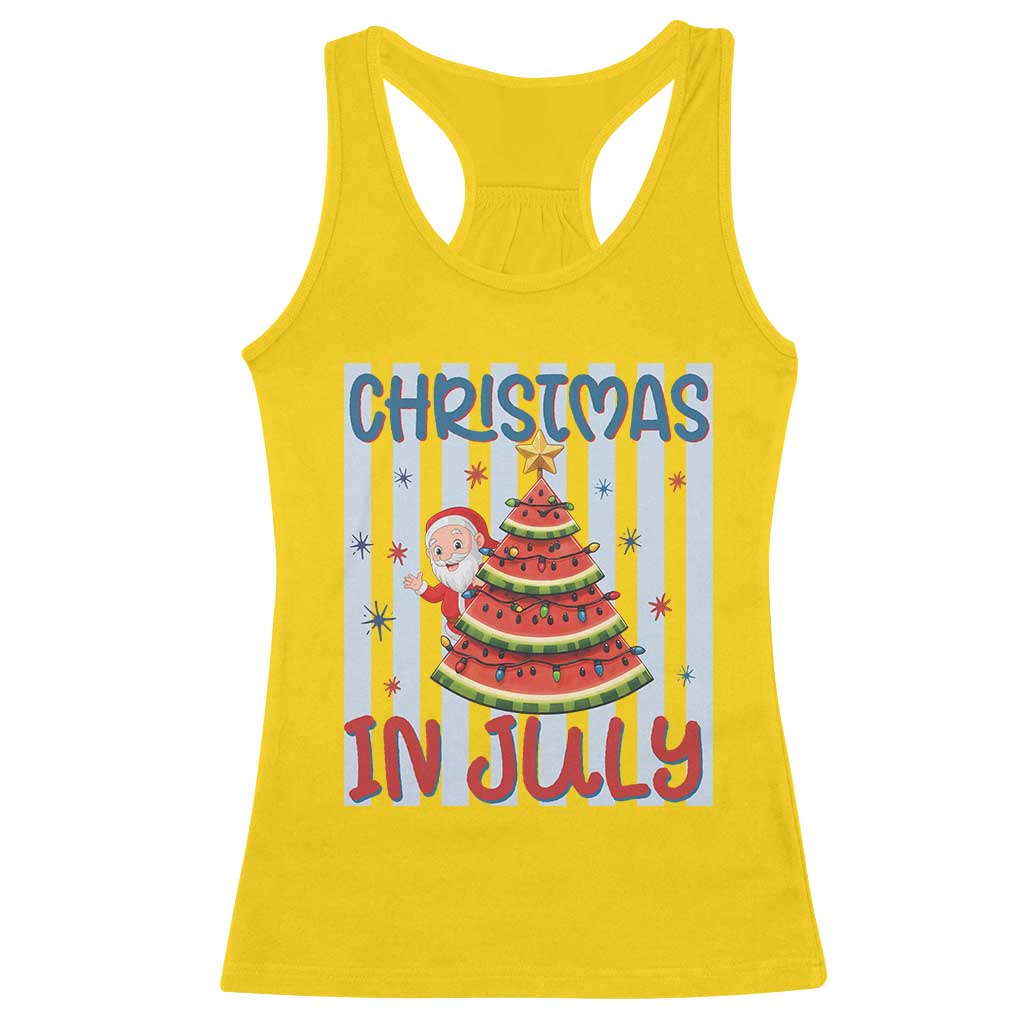 Funny Santa Christmas in July Racerback Tank Top Melon Christmas Tree Summer