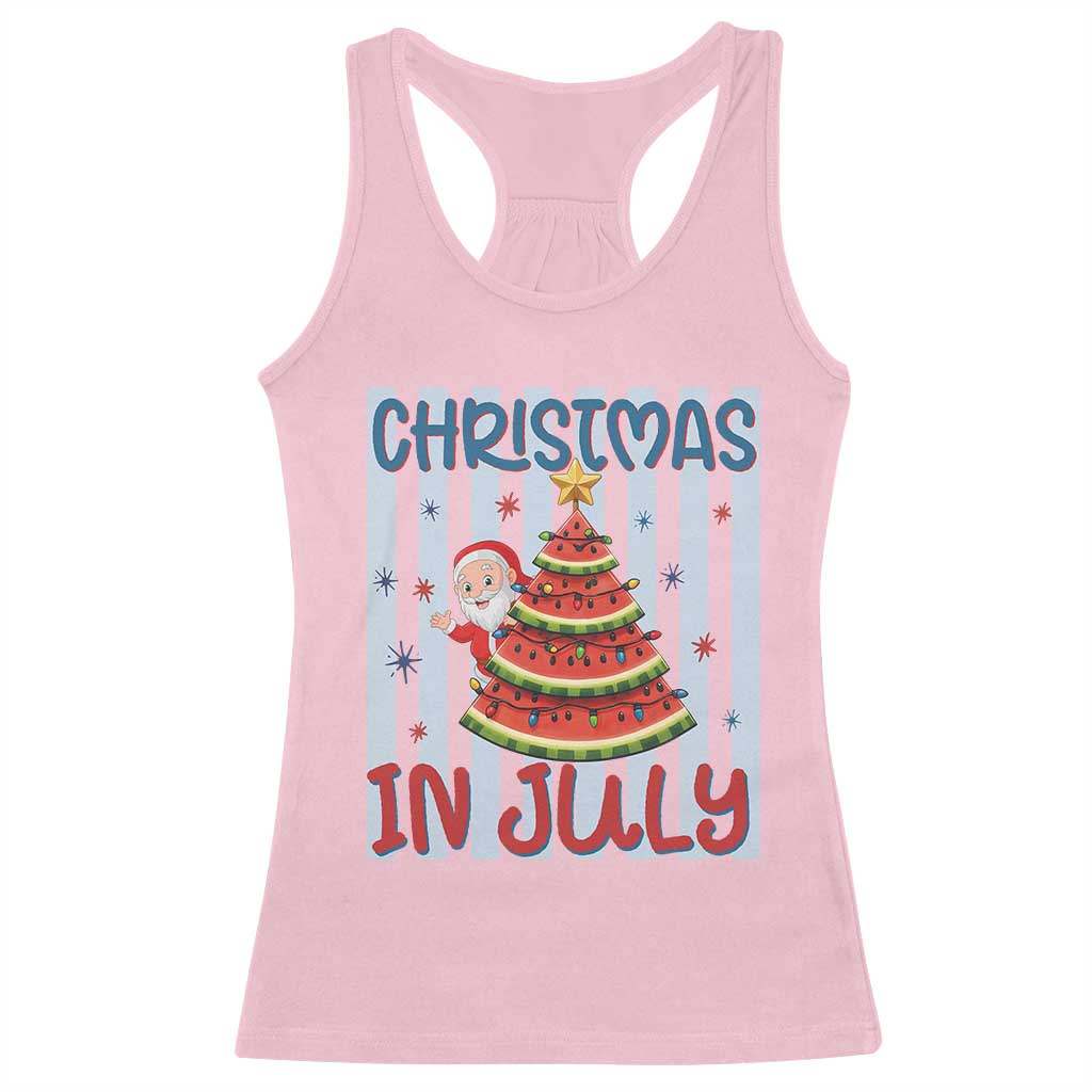 Funny Santa Christmas in July Racerback Tank Top Melon Christmas Tree Summer