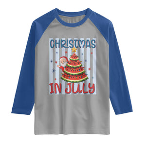 Funny Santa Christmas in July Raglan Shirt Melon Christmas Tree Summer