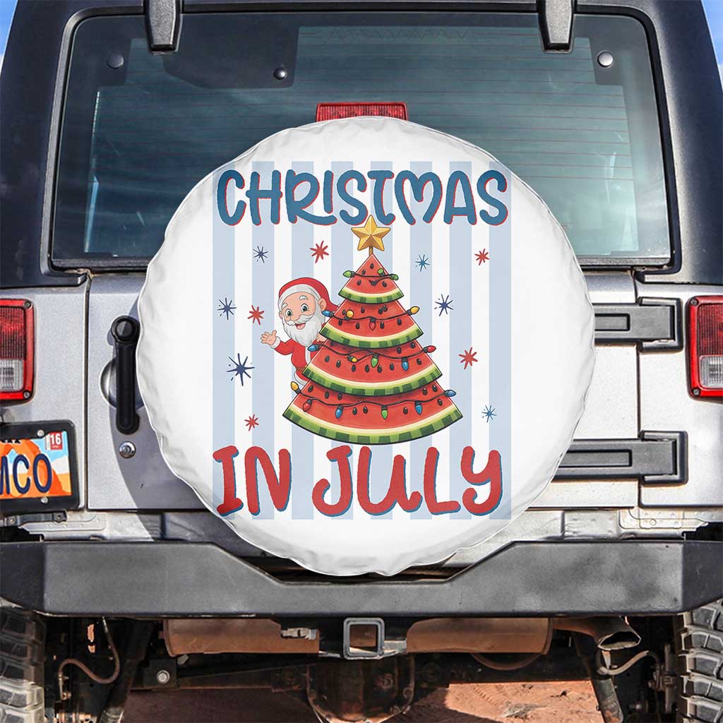 Funny Santa Christmas in July Spare Tire Cover Melon Christmas Tree Summer TS14 No hole White Print Your Wear