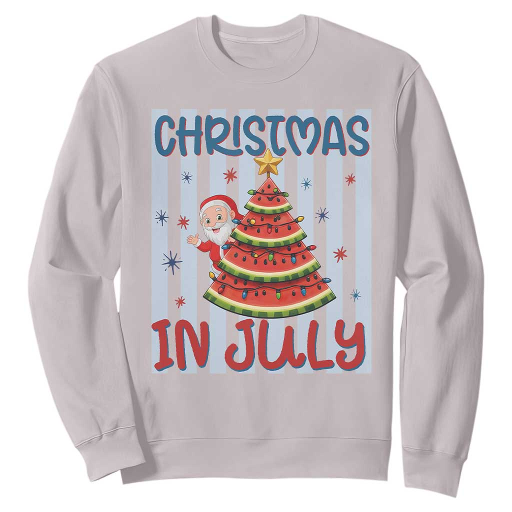 Funny Santa Christmas in July Sweatshirt Melon Christmas Tree Summer