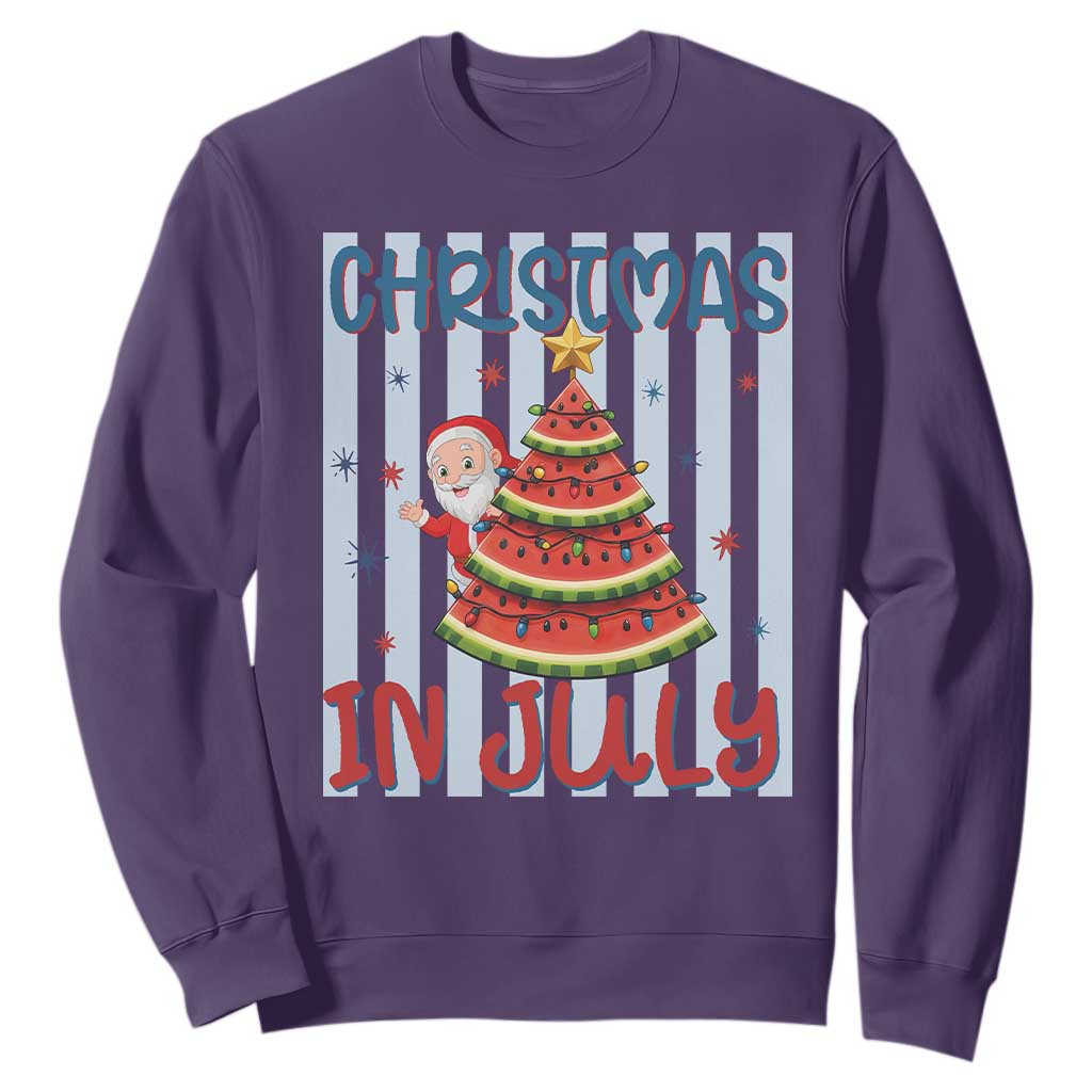 Funny Santa Christmas in July Sweatshirt Melon Christmas Tree Summer