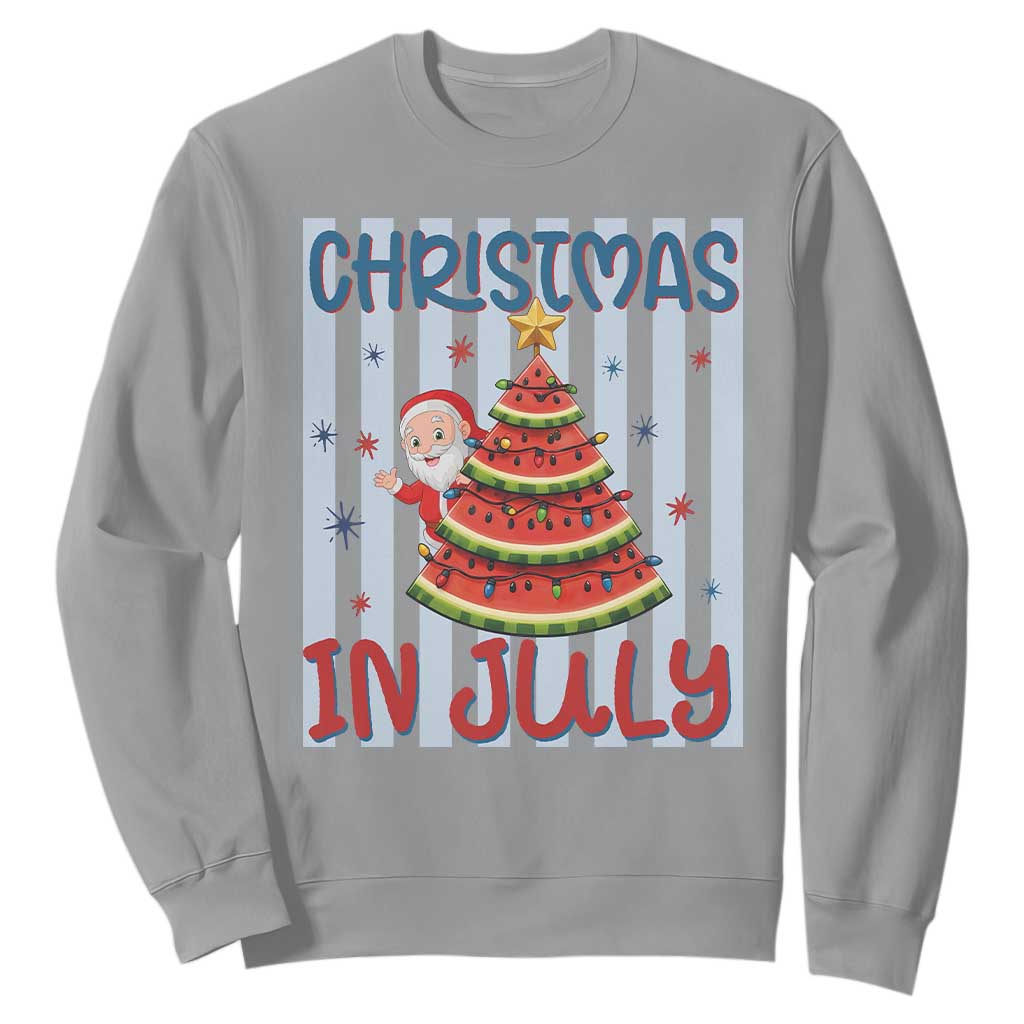 Funny Santa Christmas in July Sweatshirt Melon Christmas Tree Summer