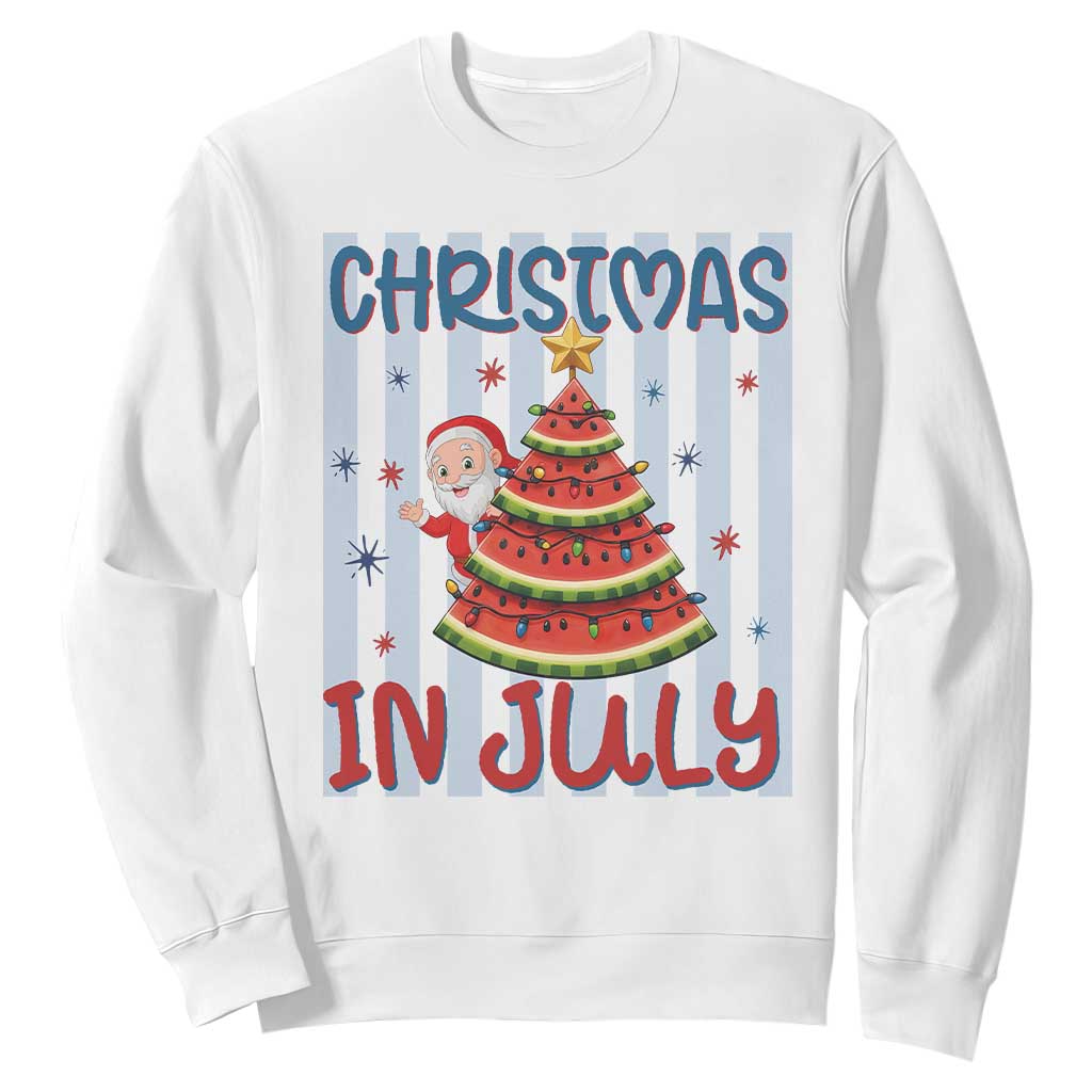 Funny Santa Christmas in July Sweatshirt Melon Christmas Tree Summer