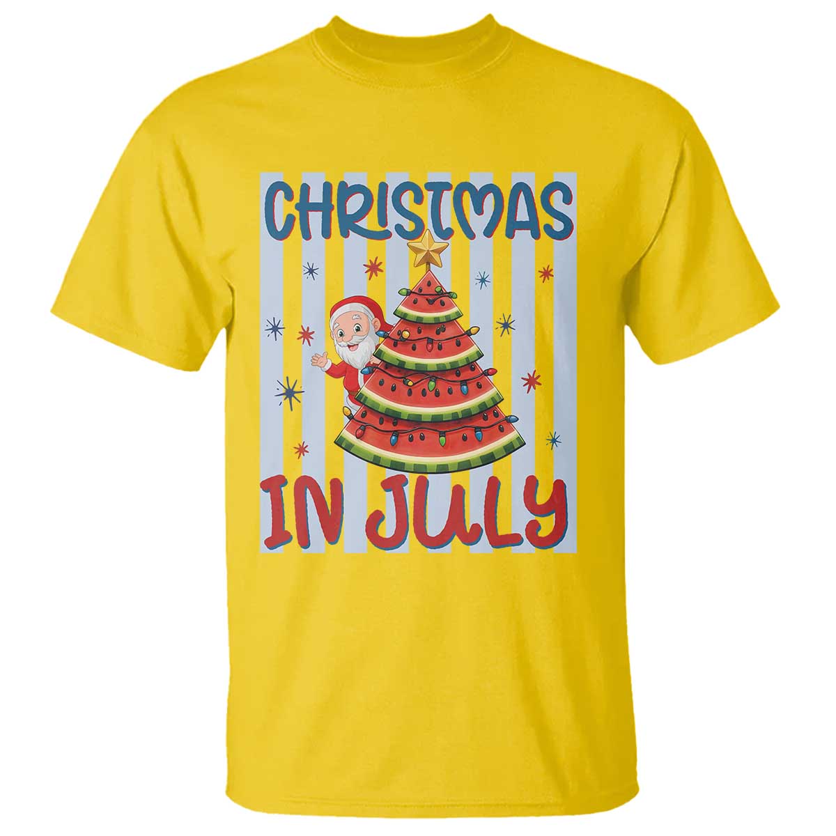 Funny Santa Christmas in July T Shirt Melon Christmas Tree Summer
