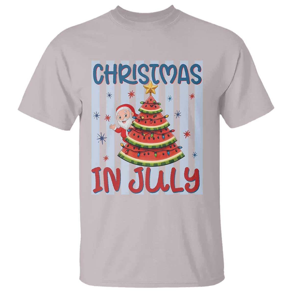 Funny Santa Christmas in July T Shirt Melon Christmas Tree Summer