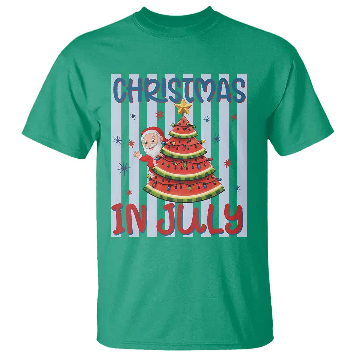 Funny Santa Christmas in July T Shirt Melon Christmas Tree Summer