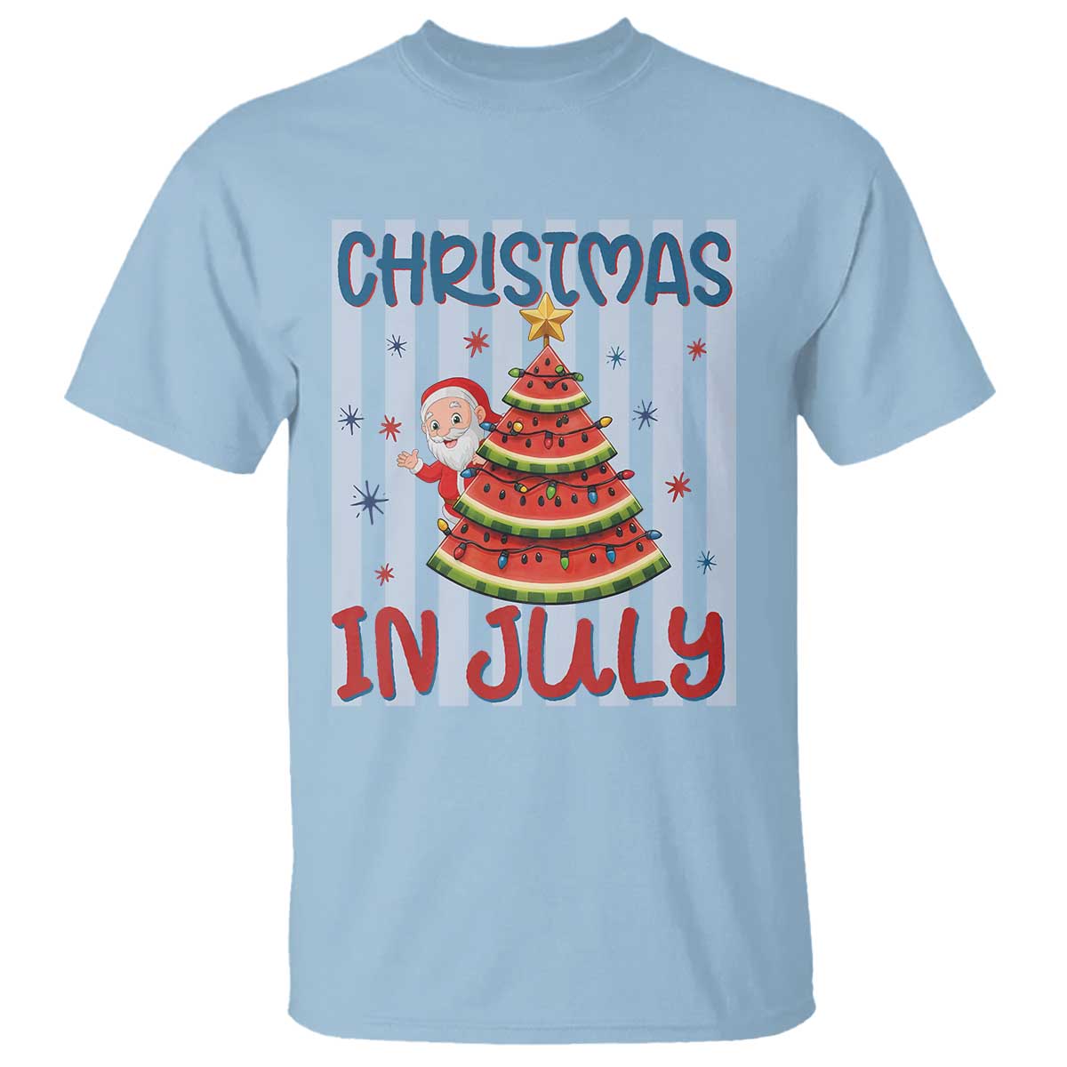 Funny Santa Christmas in July T Shirt Melon Christmas Tree Summer