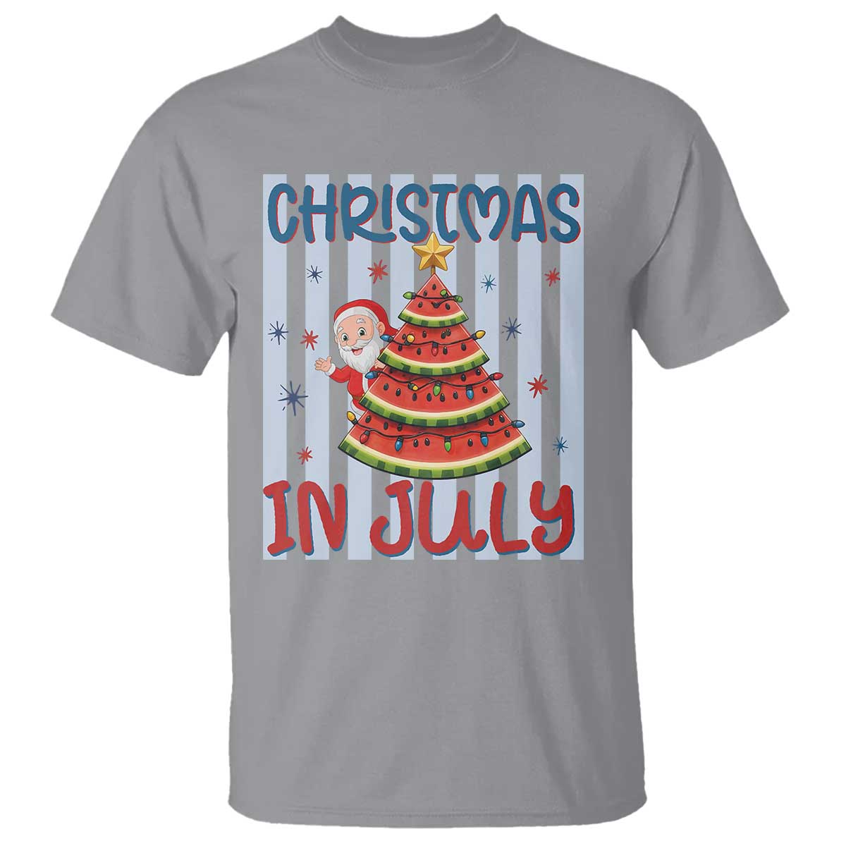 Funny Santa Christmas in July T Shirt Melon Christmas Tree Summer