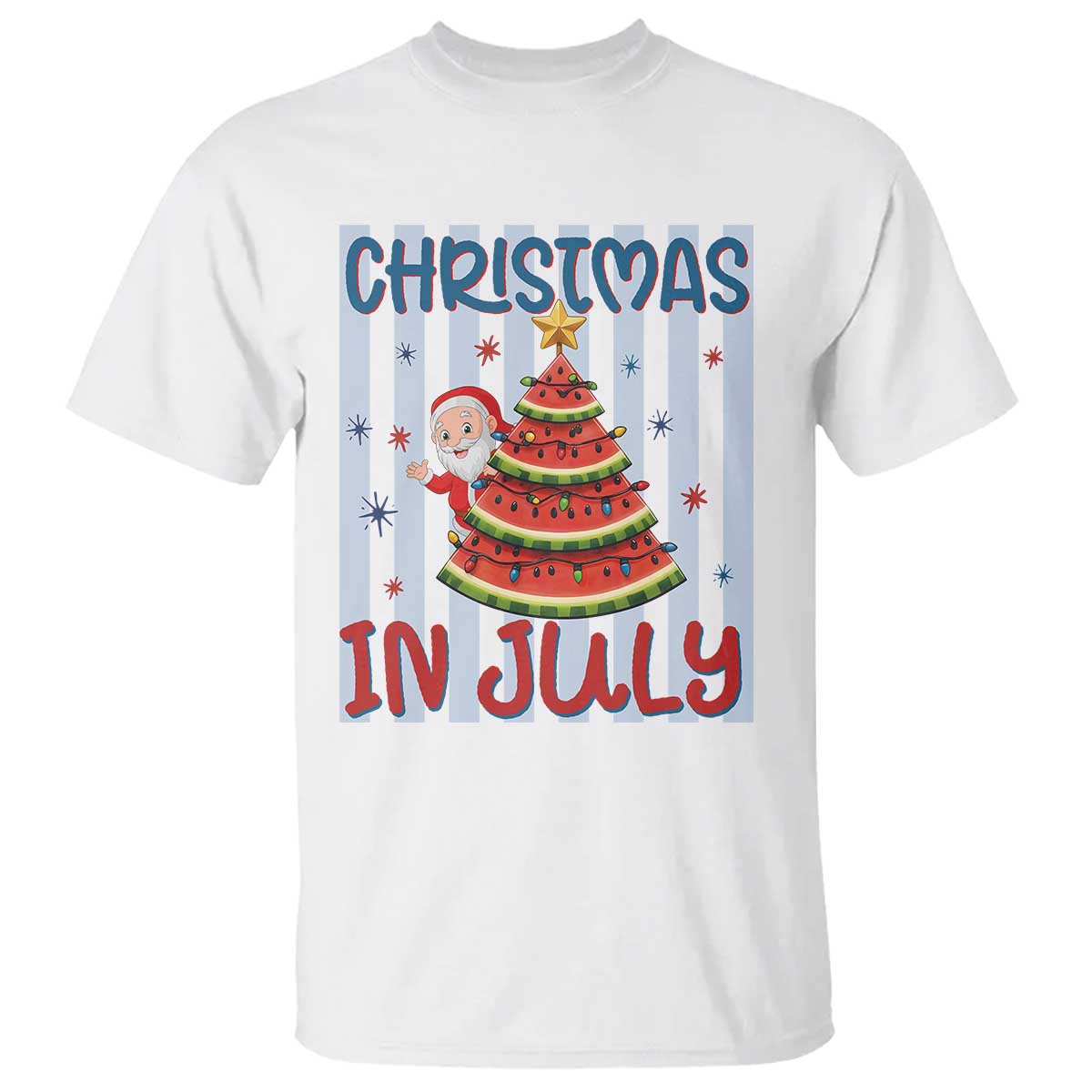 Funny Santa Christmas in July T Shirt Melon Christmas Tree Summer