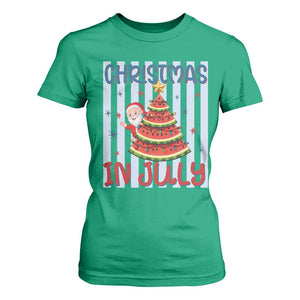Funny Santa Christmas in July T Shirt For Women Melon Christmas Tree Summer