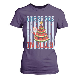 Funny Santa Christmas in July T Shirt For Women Melon Christmas Tree Summer