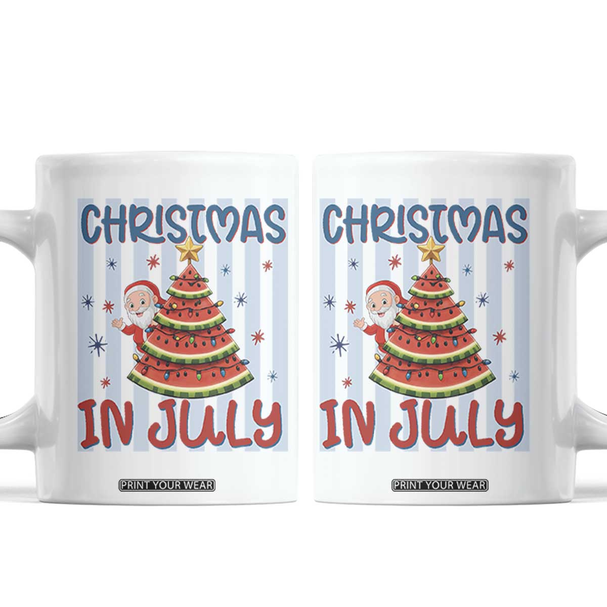 Funny Santa Christmas in July Coffee Mug Melon Christmas Tree Summer