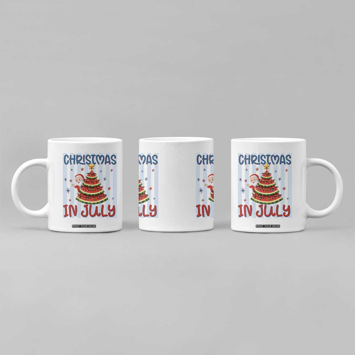 Funny Santa Christmas in July Coffee Mug Melon Christmas Tree Summer