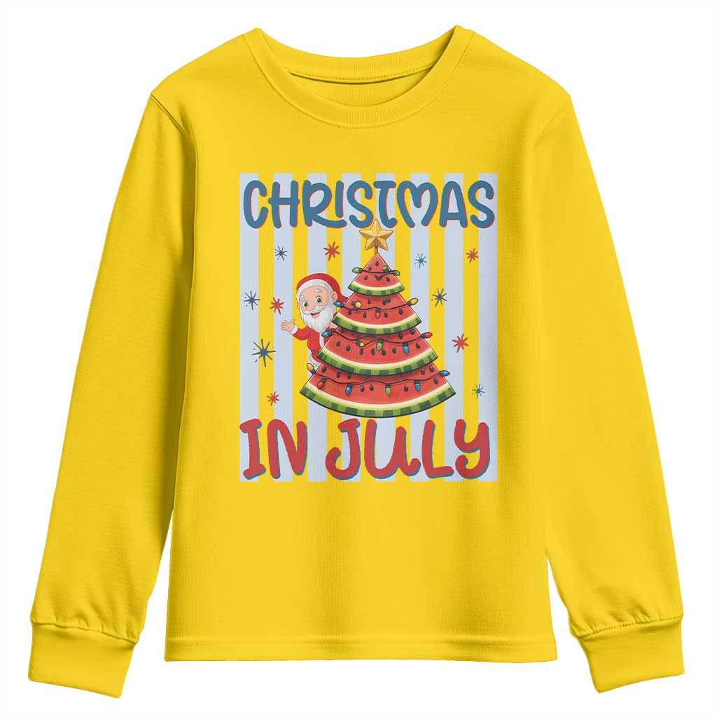 Funny Santa Christmas in July Youth Sweatshirt Melon Christmas Tree Summer