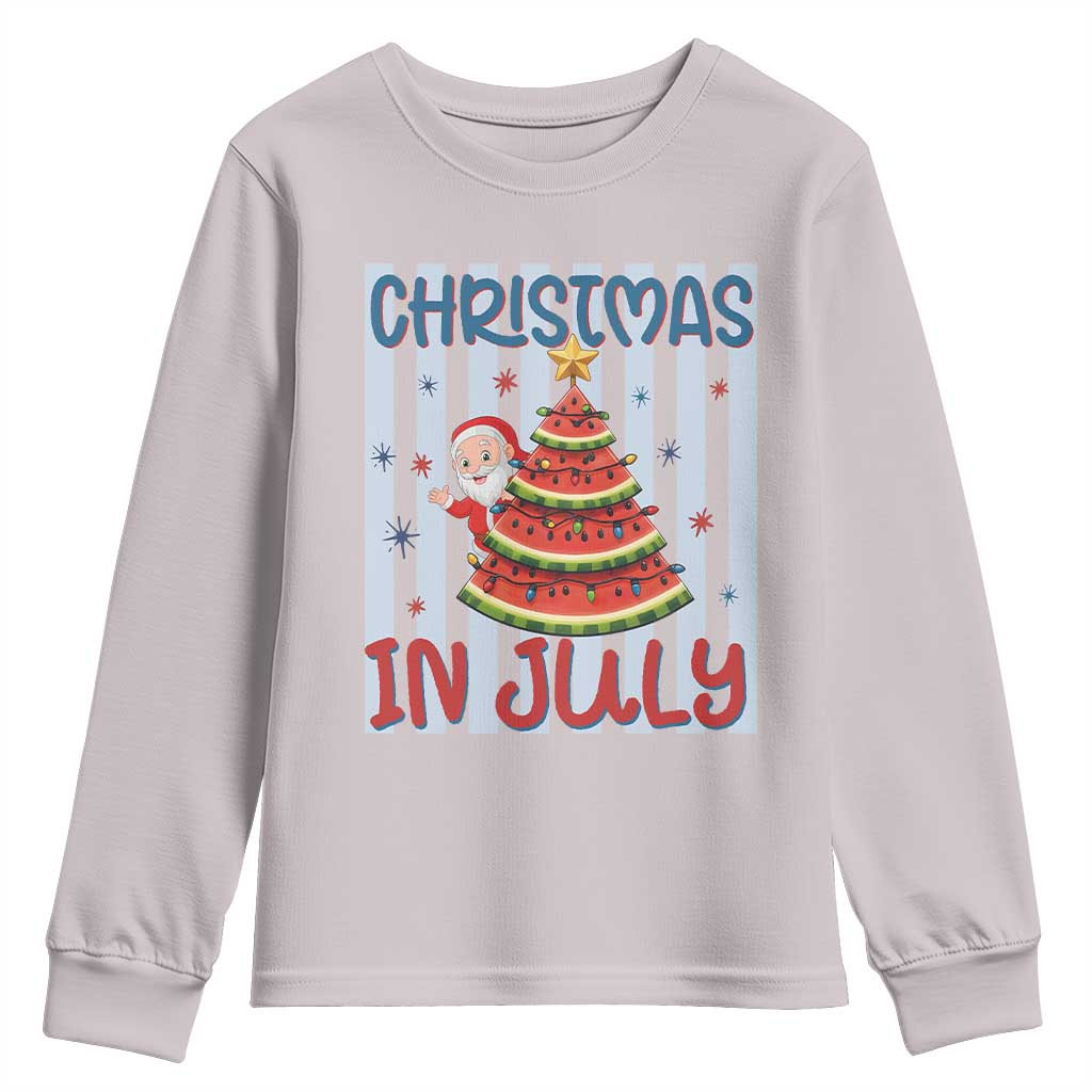 Funny Santa Christmas in July Youth Sweatshirt Melon Christmas Tree Summer