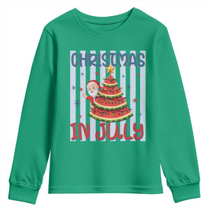 Funny Santa Christmas in July Youth Sweatshirt Melon Christmas Tree Summer