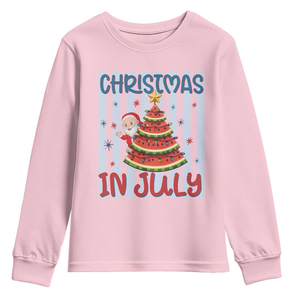 Funny Santa Christmas in July Youth Sweatshirt Melon Christmas Tree Summer
