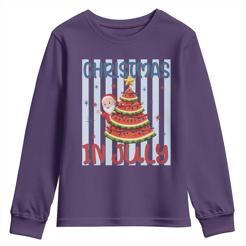 Funny Santa Christmas in July Youth Sweatshirt Melon Christmas Tree Summer