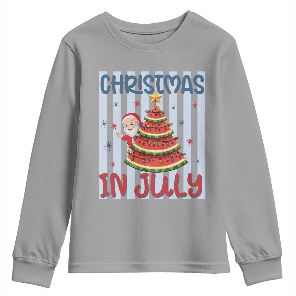 Funny Santa Christmas in July Youth Sweatshirt Melon Christmas Tree Summer