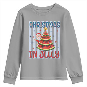 Funny Santa Christmas in July Youth Sweatshirt Melon Christmas Tree Summer