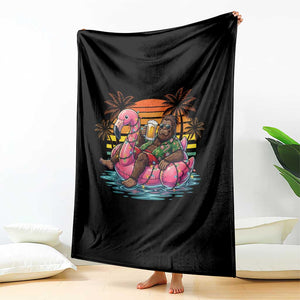 Funny Bigfoot Drinking Beer Christmas in July Throw Blanket