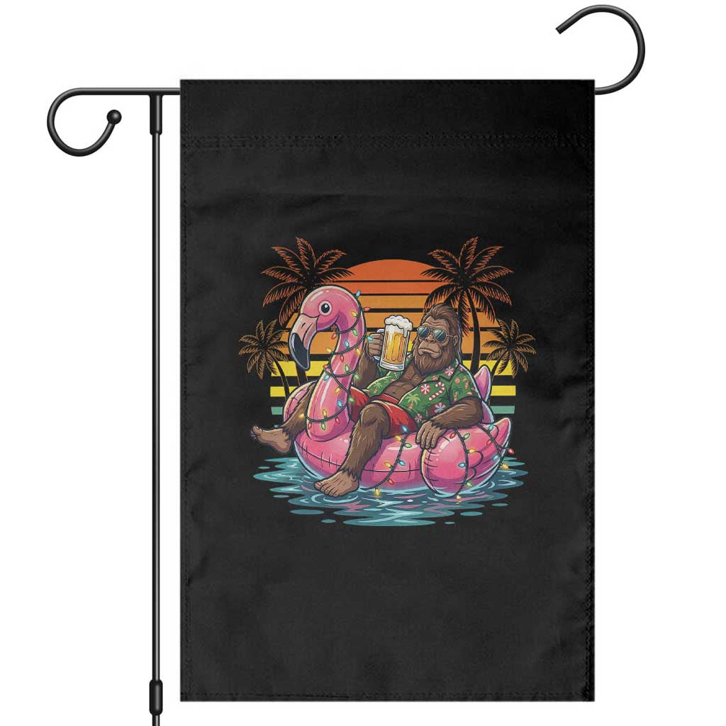 Funny Bigfoot Drinking Beer Christmas in July Garden Flag