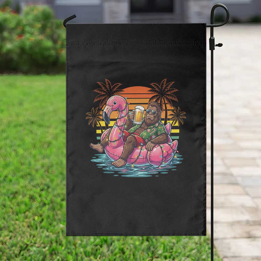 Funny Bigfoot Drinking Beer Christmas in July Garden Flag