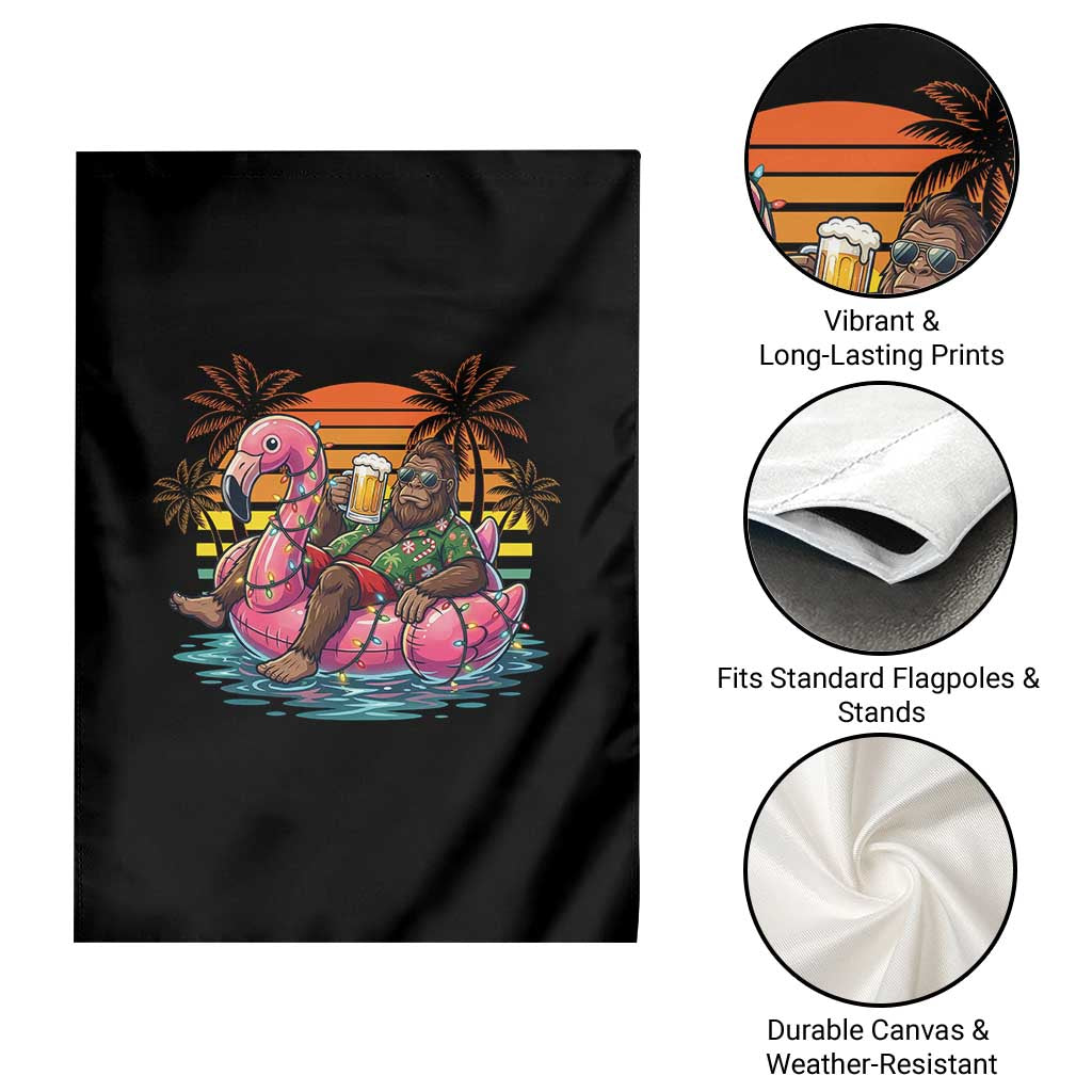 Funny Bigfoot Drinking Beer Christmas in July Garden Flag