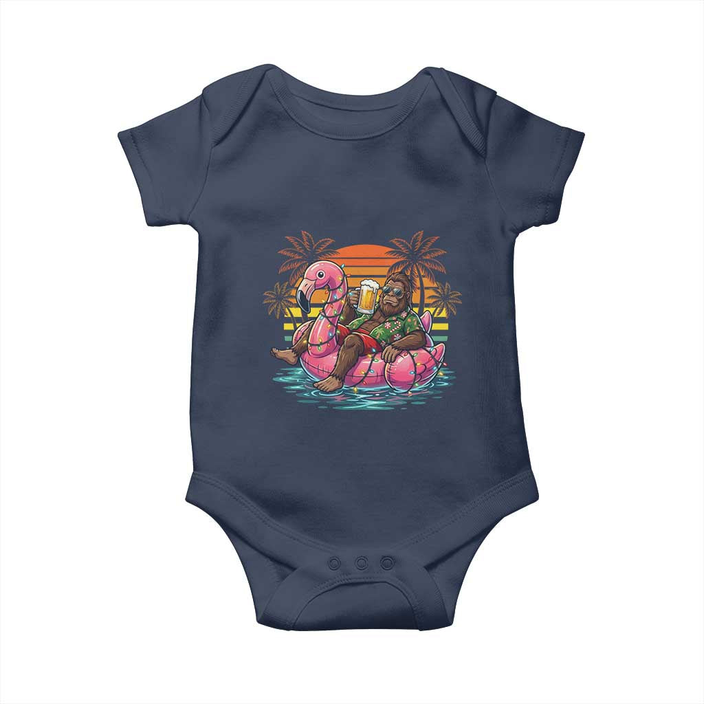 Funny Bigfoot Drinking Beer Christmas in July Baby Onesie