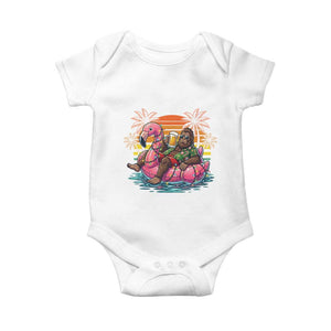 Funny Bigfoot Drinking Beer Christmas in July Baby Onesie