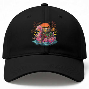 Funny Bigfoot Drinking Beer Christmas in July Baseball Cap