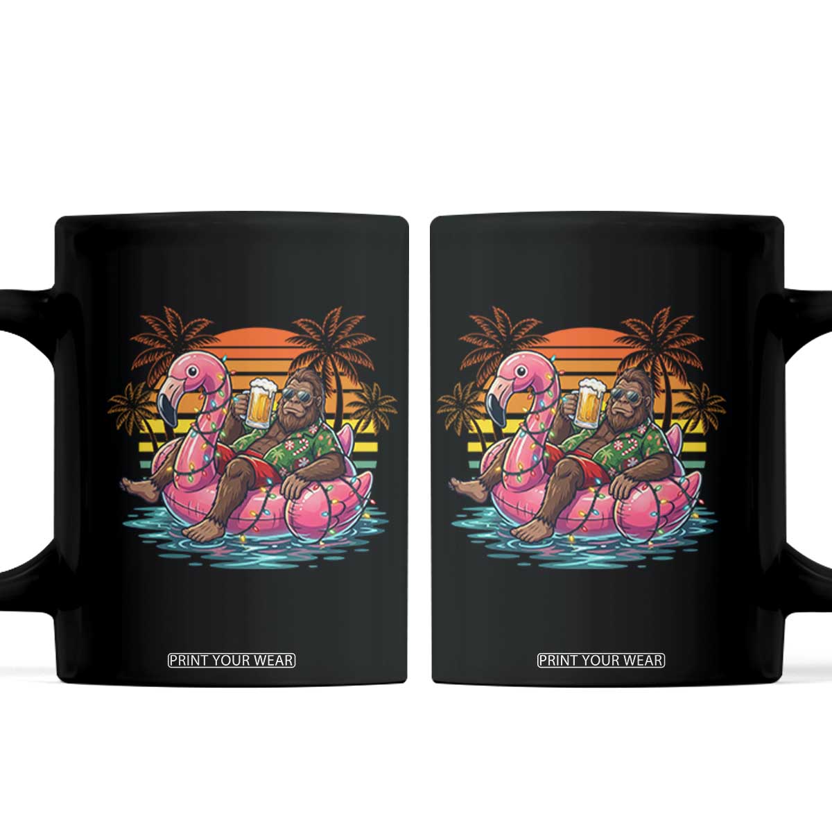 Funny Bigfoot Drinking Beer Christmas in July Coffee Mug