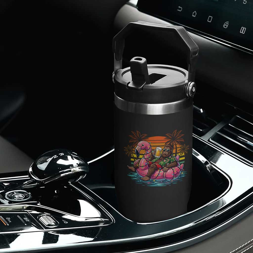 Funny Bigfoot Drinking Beer Christmas in July Flip Straw Tumbler