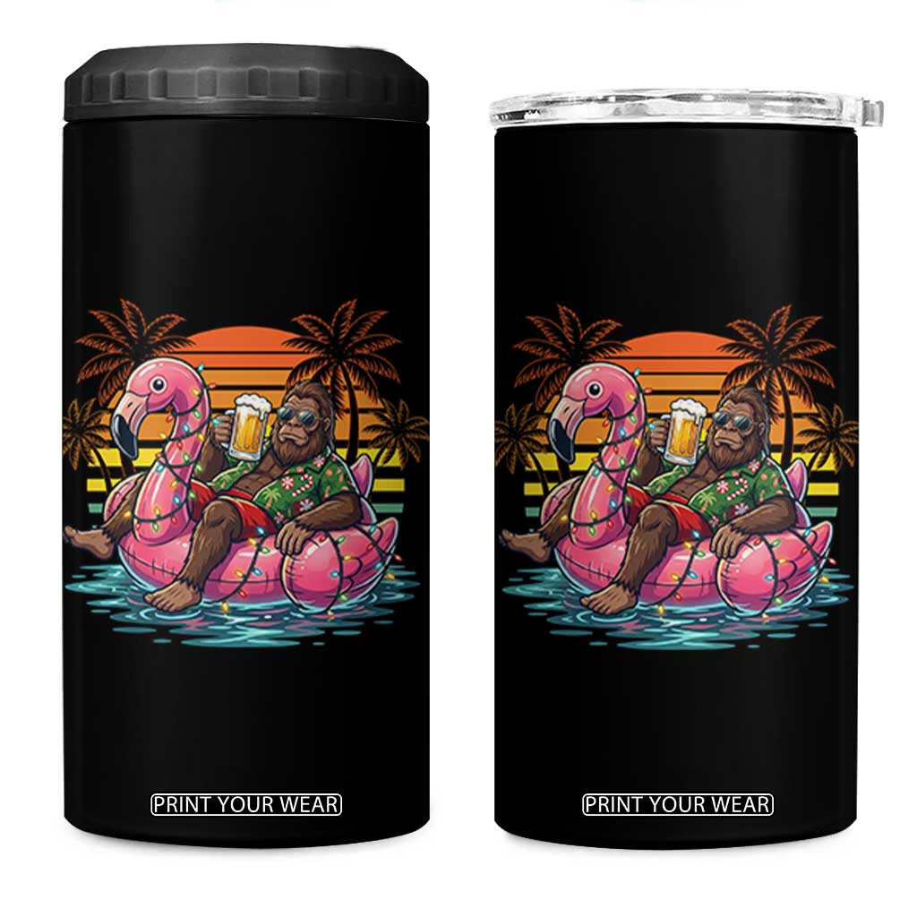 Funny Bigfoot Drinking Beer Christmas in July 4 in 1 Can Cooler Tumbler