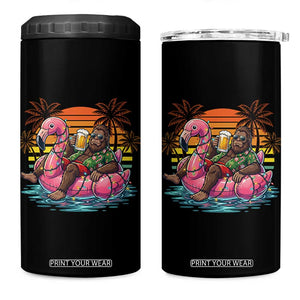 Funny Bigfoot Drinking Beer Christmas in July 4 in 1 Can Cooler Tumbler