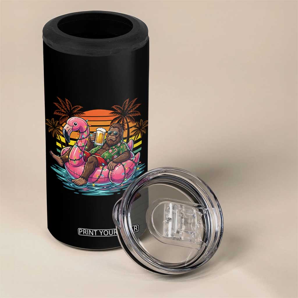 Funny Bigfoot Drinking Beer Christmas in July 4 in 1 Can Cooler Tumbler