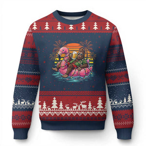 Funny Bigfoot Drinking Beer Christmas in July Ugly Christmas Sweater