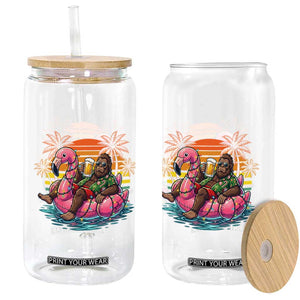 Funny Bigfoot Drinking Beer Christmas in July Glass Can