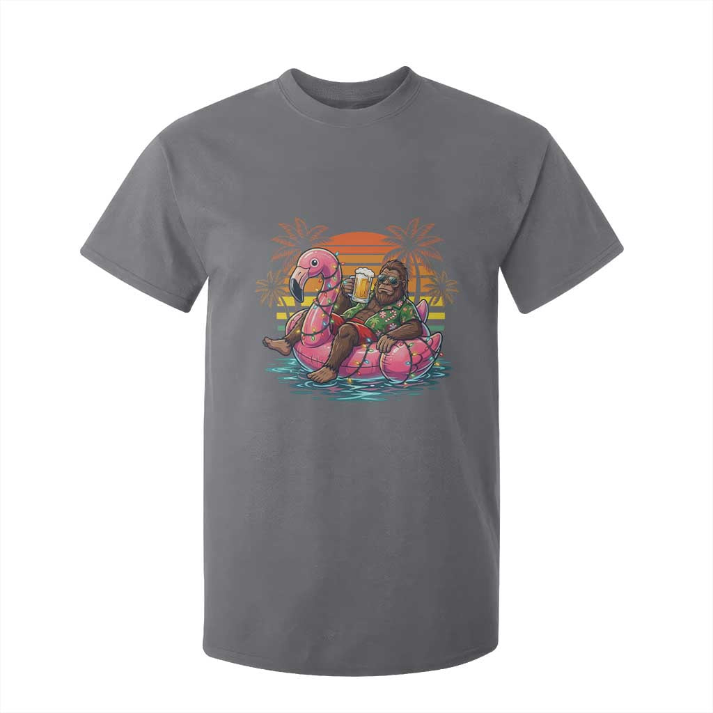 Funny Bigfoot Drinking Beer Christmas in July T Shirt For Kid