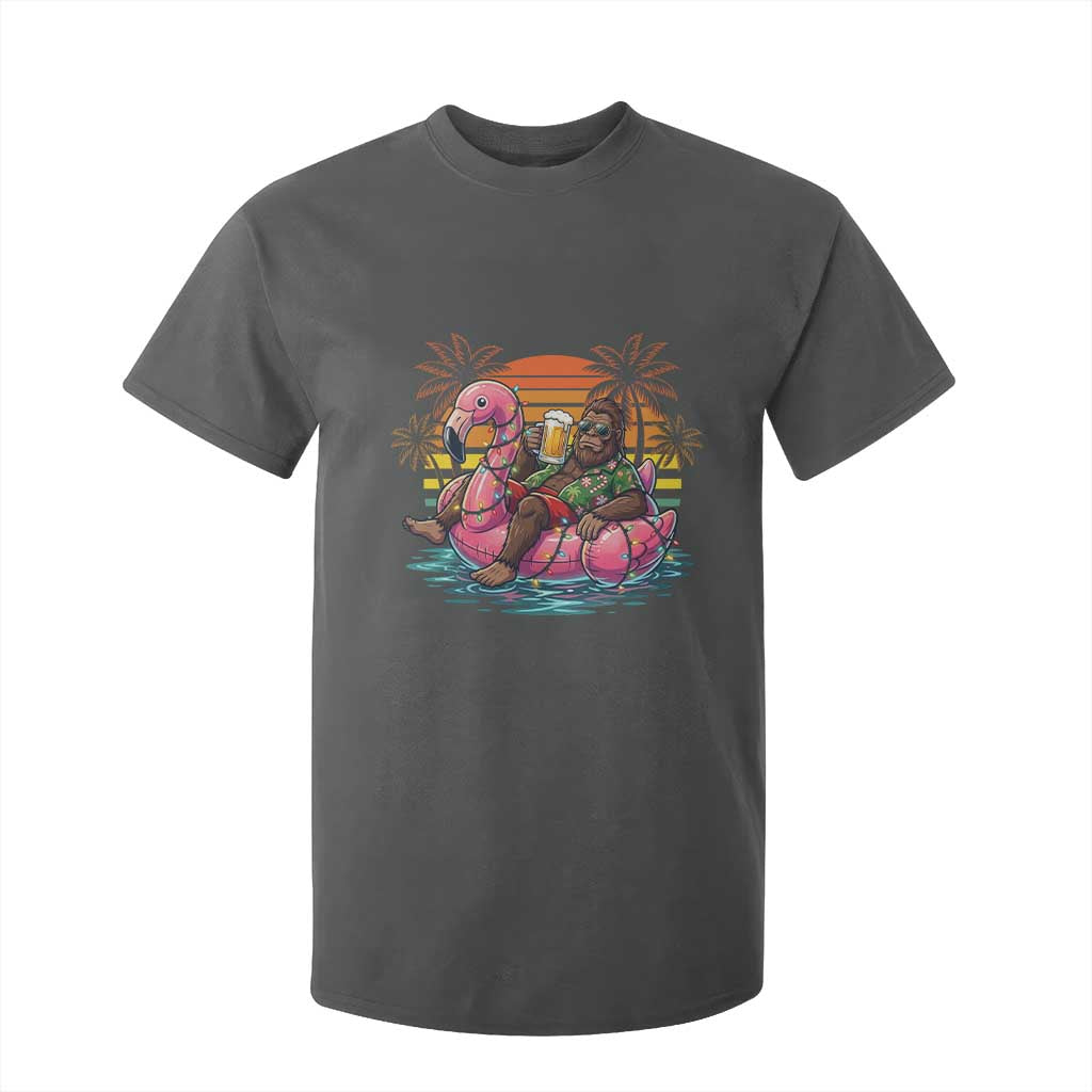 Funny Bigfoot Drinking Beer Christmas in July T Shirt For Kid