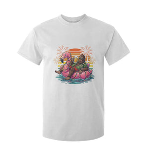 Funny Bigfoot Drinking Beer Christmas in July T Shirt For Kid