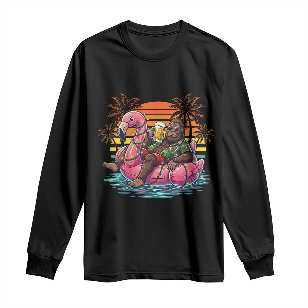 Funny Bigfoot Drinking Beer Christmas in July Long Sleeve Shirt