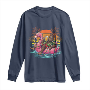 Funny Bigfoot Drinking Beer Christmas in July Long Sleeve Shirt