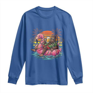Funny Bigfoot Drinking Beer Christmas in July Long Sleeve Shirt