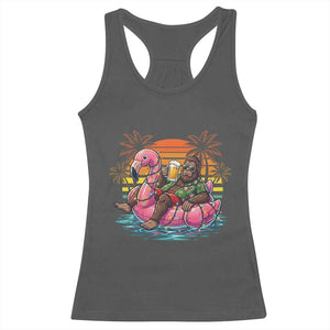 Funny Bigfoot Drinking Beer Christmas in July Racerback Tank Top